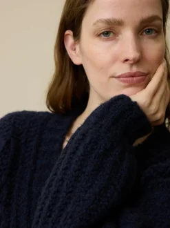 Strickjacke aus Bio-Wolle, 39 dunkelblau, L, GOTS