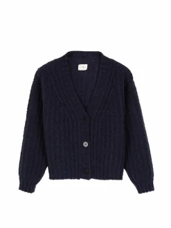 Strickjacke aus Bio-Wolle, 39 dunkelblau, L, GOTS