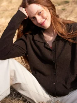 Strickjacke aus Yakwolle, 67 espresso, S