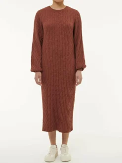 Strickkleid aus Bio-Baumwolle und Wolle, 76 mahagoni, S, GOTS