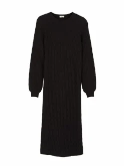 Strickkleid aus Bio-Baumwolle und Wolle, 01 schwarz, S, GOTS