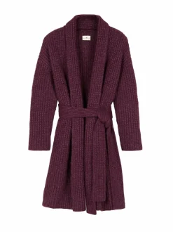 Strickmantel aus Alpakawolle und Bio-Baumwolle, 07 aubergine melange, S