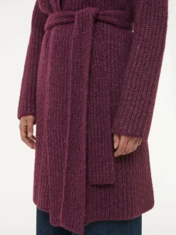 Strickmantel aus Alpakawolle und Bio-Baumwolle, 07 aubergine melange, S