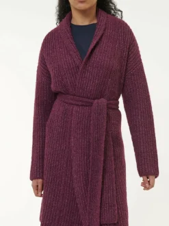 Strickmantel aus Alpakawolle und Bio-Baumwolle, 07 aubergine melange, S