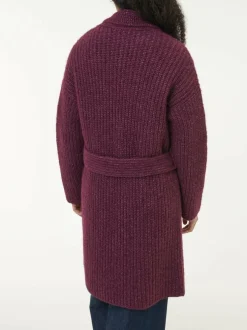 Strickmantel aus Alpakawolle und Bio-Baumwolle, 07 aubergine melange, S