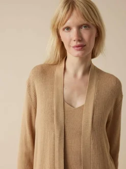 Strickmantel aus Bio-Baumwolle, 58 caramel melange, XS, GOTS