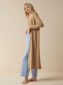 Strickmantel aus Bio-Baumwolle, 58 caramel melange, XS, GOTS