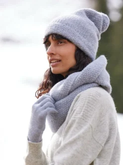 Strickmütze aus Alpakawolle, 32 lichtblau melange, one size