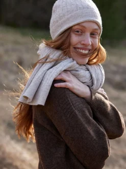 Strickmütze aus Bio-Baumwolle und Wolle, 44 sand melange, one size, GOTS