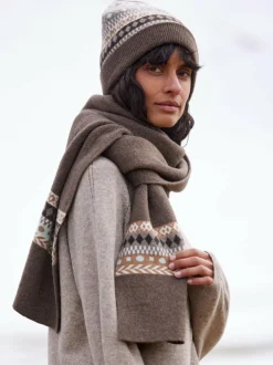 Strickschal aus Yakwolle, Wolle und Kamelhaar, 84 yak gemustert eisblau, one size