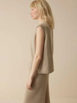 Stricktop aus Bio-Leinen und Wolle, 52 leinen melange, L, GOTS