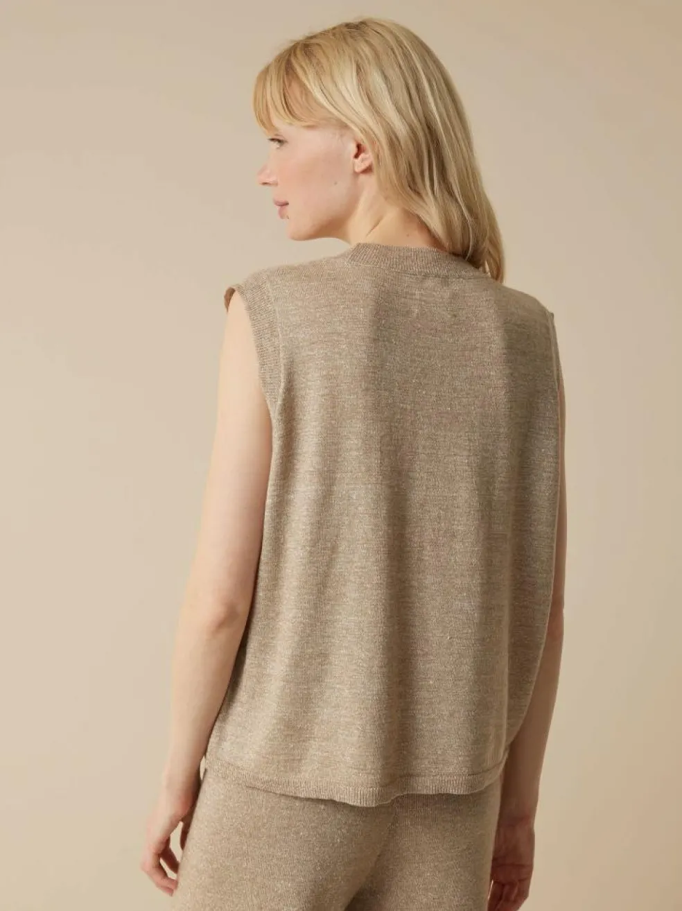 Stricktop aus Bio-Leinen und Wolle, 52 leinen melange, L, GOTS