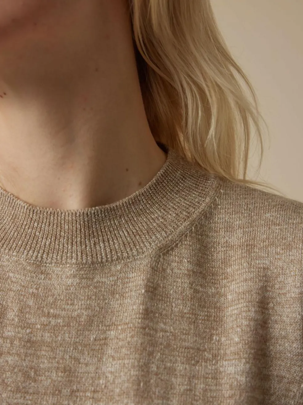 Stricktop aus Bio-Leinen und Wolle, 52 leinen melange, L, GOTS