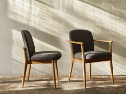 Stuhl Kilian, ohne Armlehne, Wollstoff Tano Natur (79), Buche