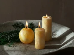 Stumpenkerze aus Bienenwachs, natur, Höhe 12 cm, ø 5 cm, 1 Stk.