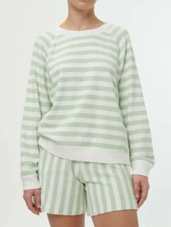 Sweater aus Bio Baumwolle, 51 pastellgrün/weiss ringel, S, GOTS