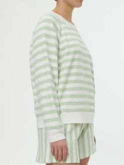 Sweater aus Bio Baumwolle, 51 pastellgrün/weiss ringel, S, GOTS