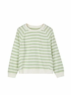 Sweater aus Bio Baumwolle, 51 pastellgrün/weiss ringel, S, GOTS