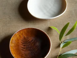 Teller aus Porzellan mit Farn, weiß, ø 12 cm