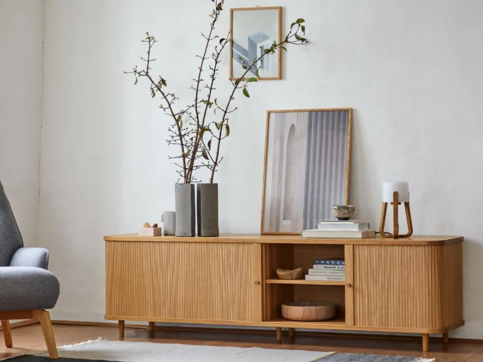 Tischleuchte Torasu, Höhe 30 cm, Ø 14 cm, Eiche, inkl. Leuchtmittel