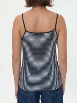 Top aus Bio Leinen/Baumwolle, 55 navy/offwhite ringel, 38, GOTS