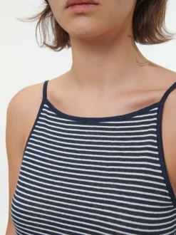 Top aus Bio Leinen/Baumwolle, 55 navy/offwhite ringel, 38, GOTS