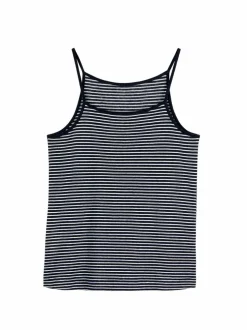 Top aus Bio Leinen/Baumwolle, 55 navy/offwhite ringel, 38, GOTS