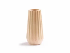 Vase aus Zirbenholz, Kannelur, H 26,5 cm, nicht geölt, inkl. Glaseinsatz