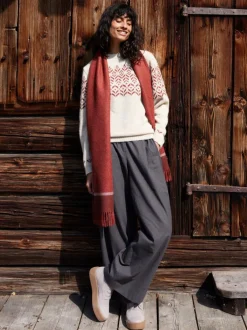 Webschal aus Alpakawolle, 76 mahagoni, one size