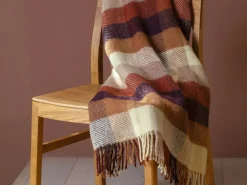 Wohndecke Wiliam, port/ziegel, 130 x 200 cm, 100 % Schurwolle (Lamm), eco-wool