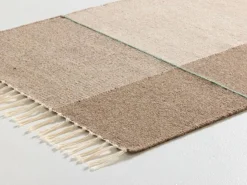 Wollteppich Kelim Mata, Sand/Thymian, 70 x 140 cm