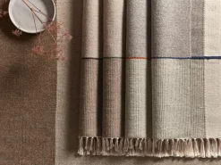 Wollteppich Kelim Mata, Sand/Thymian, 70 x 140 cm