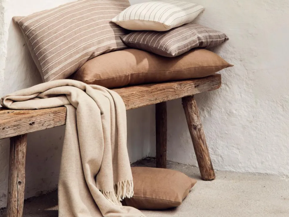 Zierkissenbezug DAFNE, kaffee, 35 x 80 cm, 50% Baumwolle/50% Leinen, GOTS